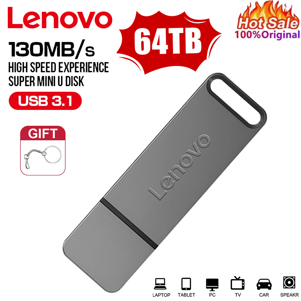 Lenovo 64TB U Disk Mini Pen Drive memoria USB nuevas unidades Flash USB 2TB tipo C alta velocidad Usb 3,1 impermeable Pendrive metálico