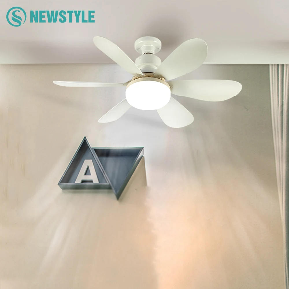 Home Deckenventilator-Licht mit E27-Sockel und 30 W LED-Nachtlichtern, 3 einstellbare Beleuchtungsmodi, Fernbedienung, Deckenventilator mit hoher Windkraft