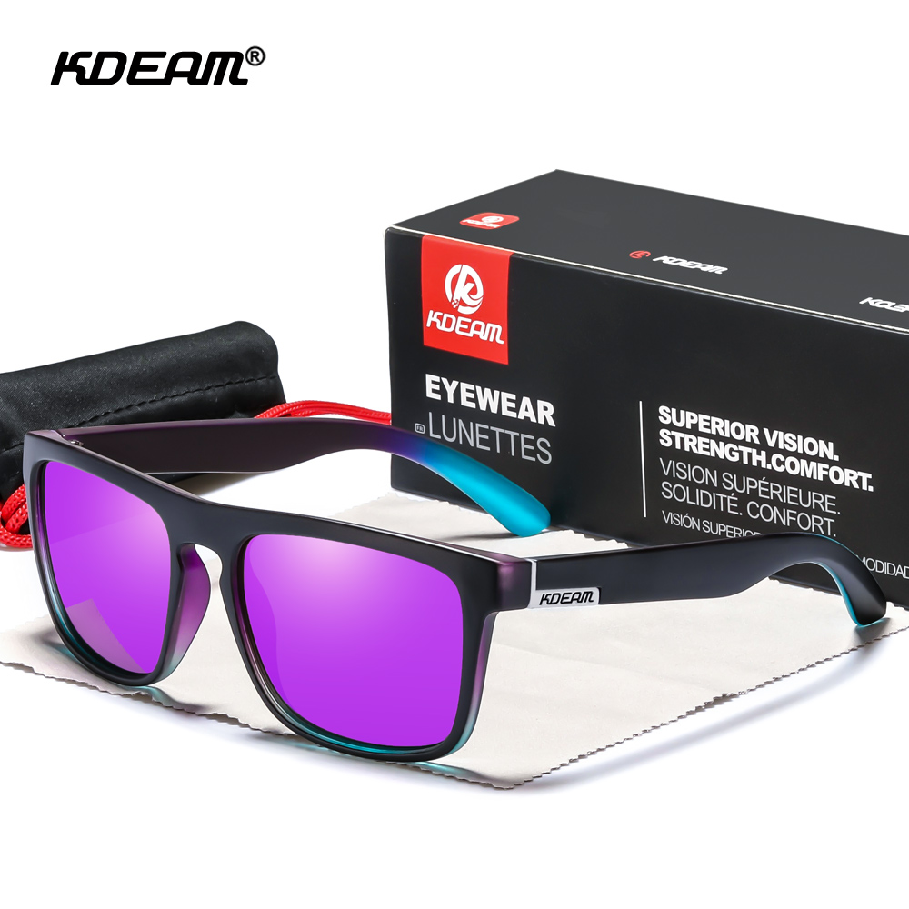 KDEAM Legend lunettes de soleil carrées lentille polarisée pour hommes femmes Sports de plein air pêche alpinisme lunettes de soleil avec boîte de marque