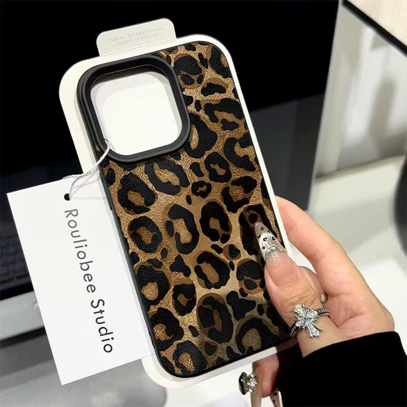 Coque de téléphone en Silicone TPU souple, imprimé léopard marron INS, pour iPhone 17 16 Pro Max 15 14 Plus 13 12 11 XR XS Max, motif Lichee