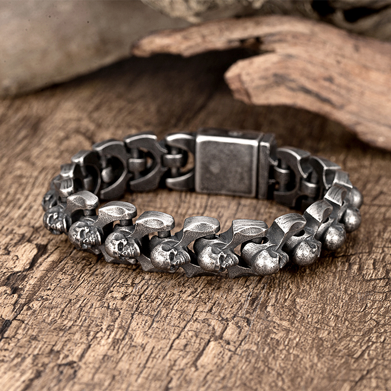 Hegemonic Skull Retro Bracelets Men Personalized Punk Style Stainless Steel Fashion Bangle For Brother Boyfriend Hand Jewellery
