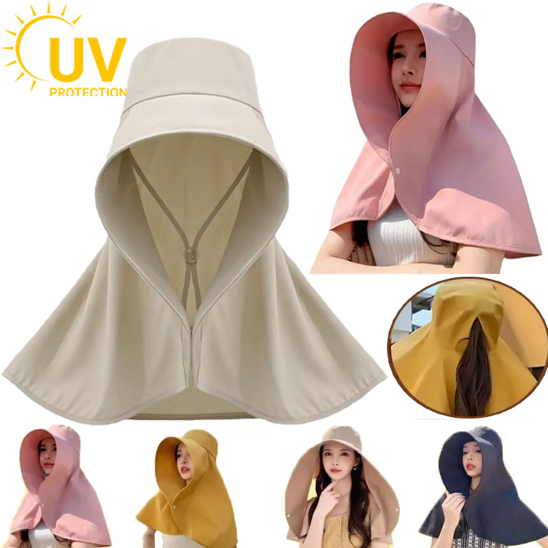 Chapeau de protection solaire intégrale pour femme, idéal pour l'extérieur, l'été, avec visière pare-soleil, grand chapeau de pêche, randonnée, voyage, protection du cou, chapeau bob