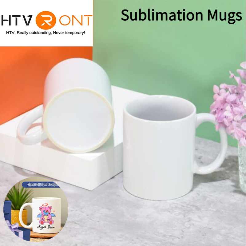 HTVRONT Paquete de 6 tazas de sublimación de 11 OZ, juego en blanco, tazas clásicas para beber con asas para Latte, taza DIY, regalo para papel de sublimación