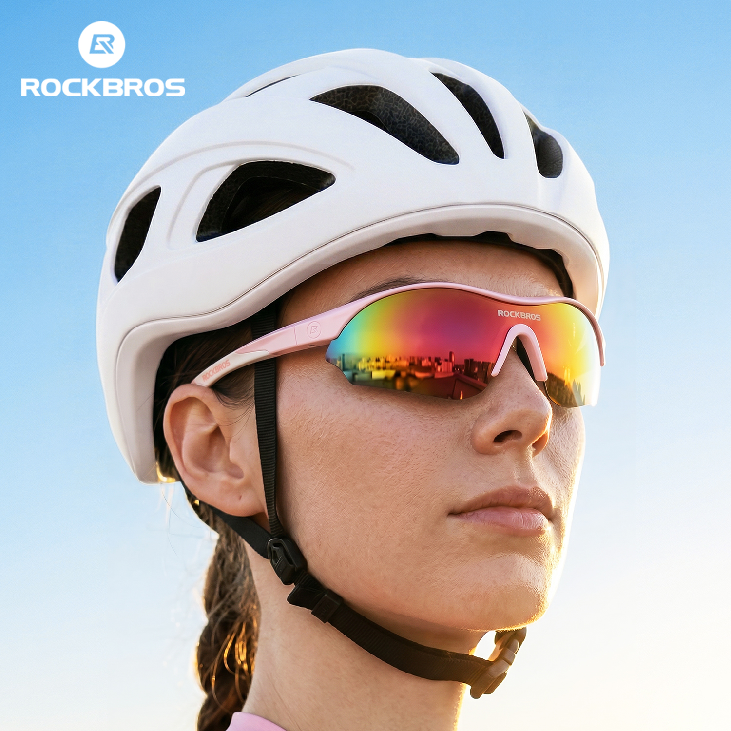 ROCKBROS Fahrradbrille UV400 Polarisierte Sport-Sonnenbrille Leichtgewicht UV-Schutz Winddichte Outdoor-Laufbrille