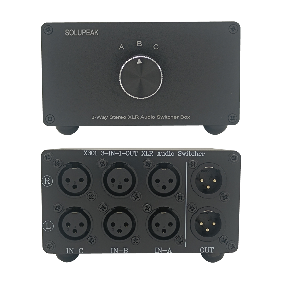 Commutateur audio XLR 3 en 1, boîte de commutation, Balance stéréo 3 voies, entrée de source, séparateur de signal passif pour HIFI