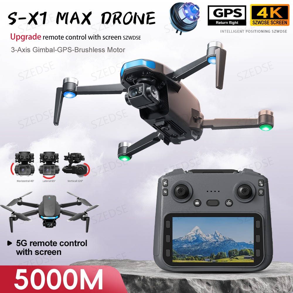 Novo profissional S-X1 gps drone 8k câmera 3 eixos cardan fotografia aérea com tela de controle remoto 5g wifi fpv segurança drone