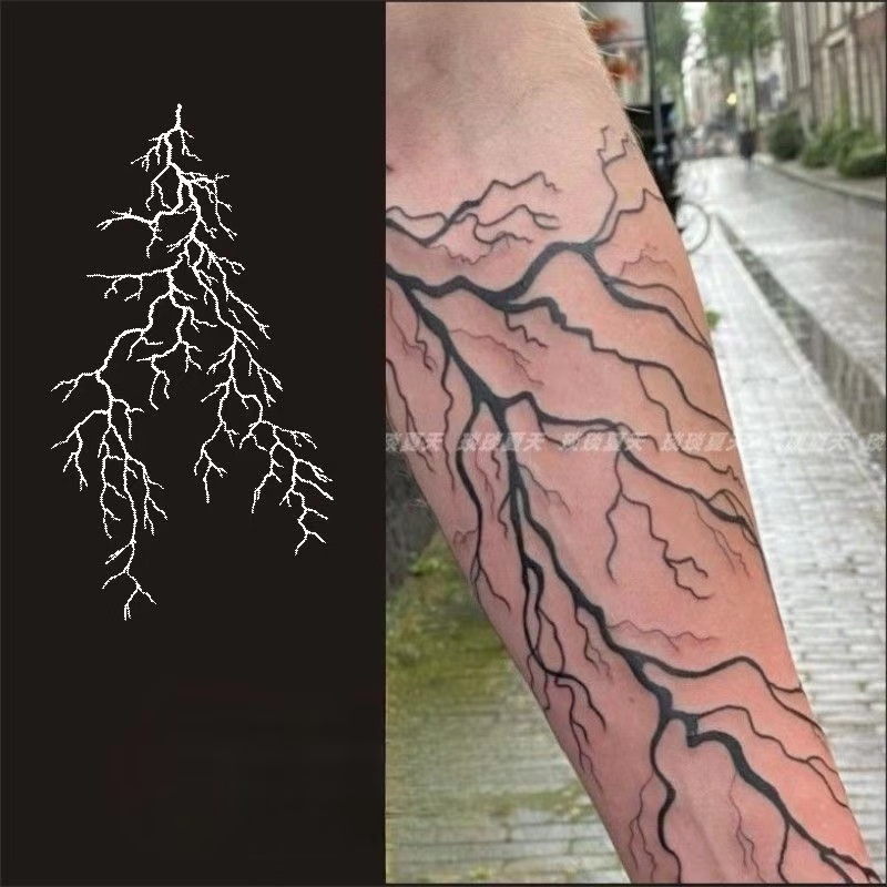 Tatuaje temporal de líneas simples oscuras, pegatina para brazo, cuello, vasos sanguíneos fissureados, arte duradero resistente al agua, tatuaje falso, genial para hombres y mujeres