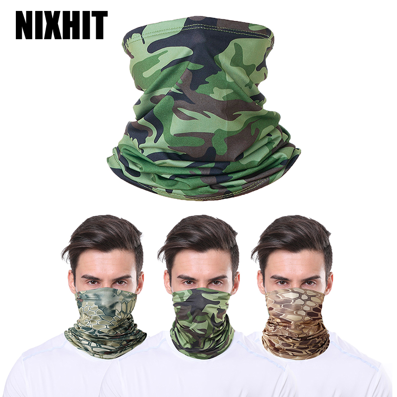 NIXHIT-Bandana de Seda de Gelo Camuflagem para Homens e Mulheres, Meia Face, Pescoço Gaiter, Cover Scarf, Ciclismo, Caça, Pesca, Dustproof, Balaclava, X004