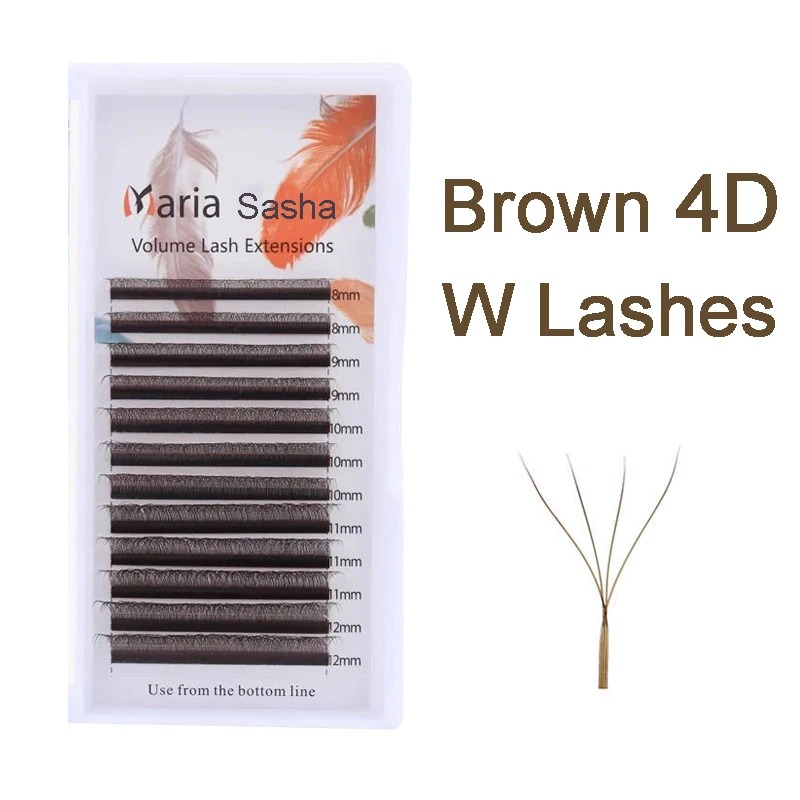 MARIA Brown 4D W Shape Type Individual Eyelash Colorful Lashes Extension Naturally Soft Real Black Mink Premade Volume Fans