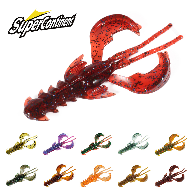Señuelos locos supercontinentes, 65mm/10 Uds., 40mm/20 piezas, señuelos de pesca blandos, camarones, langosta, señuelos de pesca de plástico blando