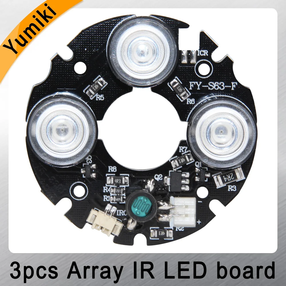 Yumiki 3 Pcs ARRAY IR LED Đèn Hồng Ngoại 3x IR LED Ban Cho Camera Quan Sát Ban Đêm (53mm Đường Kính)