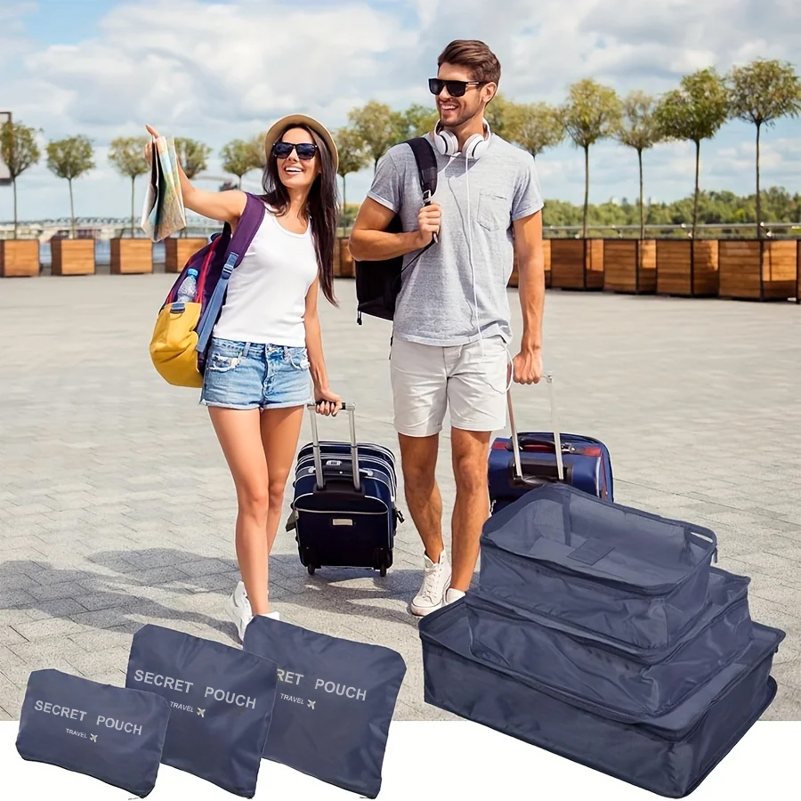 6-teiliges Reise-Organizer-Set – strapazierfähiger Oxford-Stoff, modische Damen-Packwürfel für Kleidung und Unterwäsche, handwaschbar