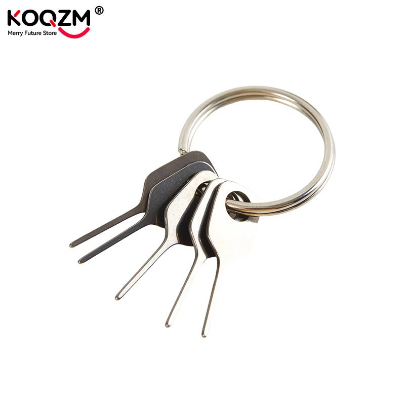 Aguja de extracción de tarjeta Sim antipérdida, 5 piezas, Pin de tarjeta Sim + 1 anillo, herramienta de llavero, Pin de eyección de teléfono, llavero de bandeja de tarjeta SIM