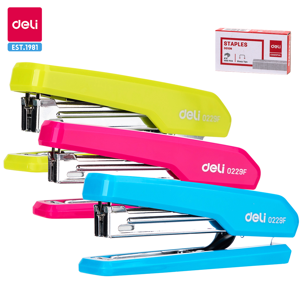 Deli – Mini agrafeuse colorée NO.10 en métal, agrafeuses à la mode sans effort avec papeterie compacte et Portable Kawaii, fournitures de bureau d'école