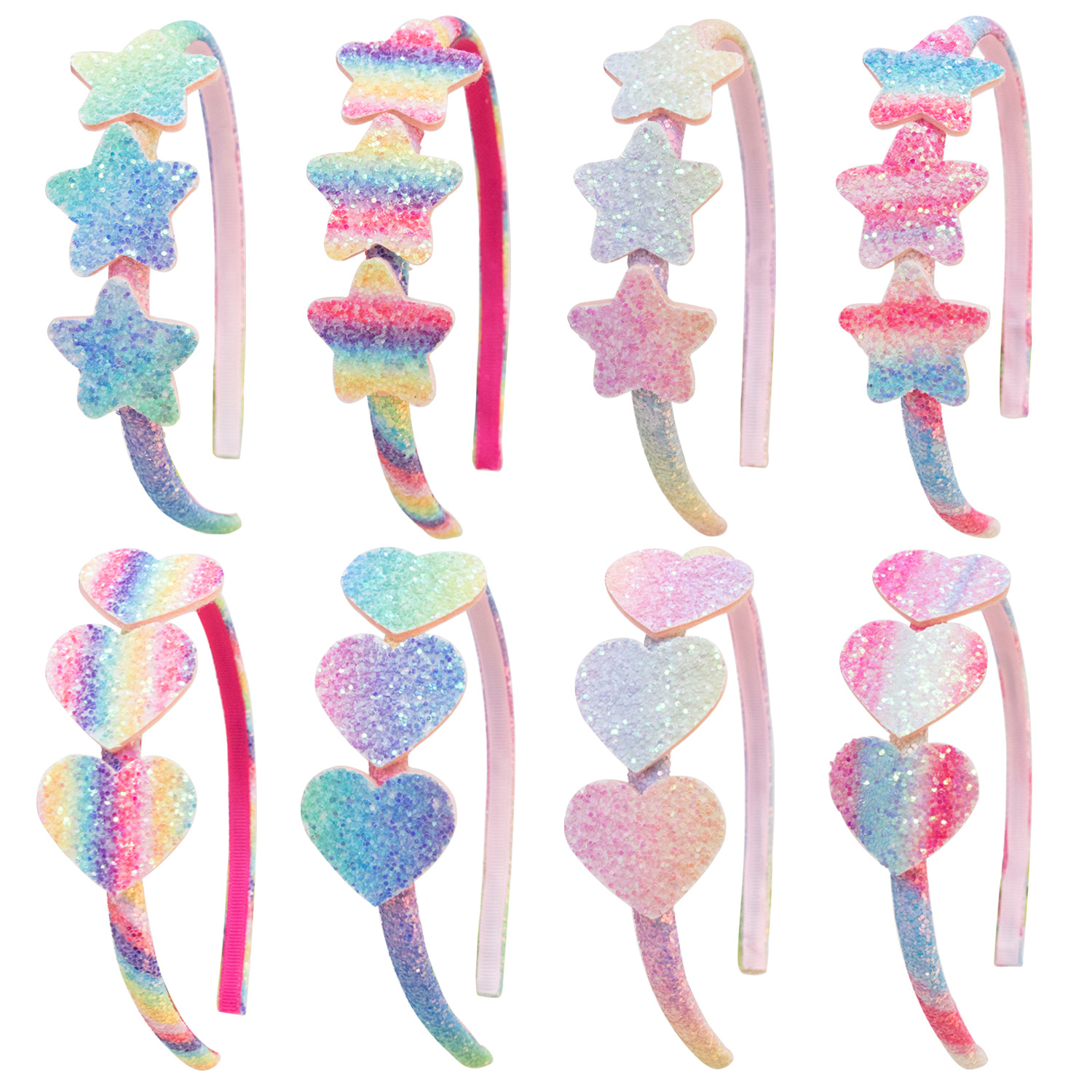 Diademas con purpurina para el pelo para chicas, diademas con aro para el pelo de colores bonitos, diademas con lazo encantador y estrellas, regalos para niños, accesorios para el cabello 2023