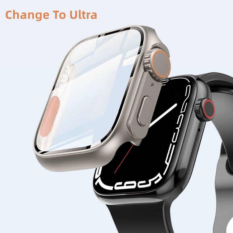 Vidrio + funda para Apple Watch 46mm 44mm 45mm 41 40 38 42mm cubierta protectora de pantalla cambio Ultra parachoques iWatch Series 10 9 8 7 SE 6 5