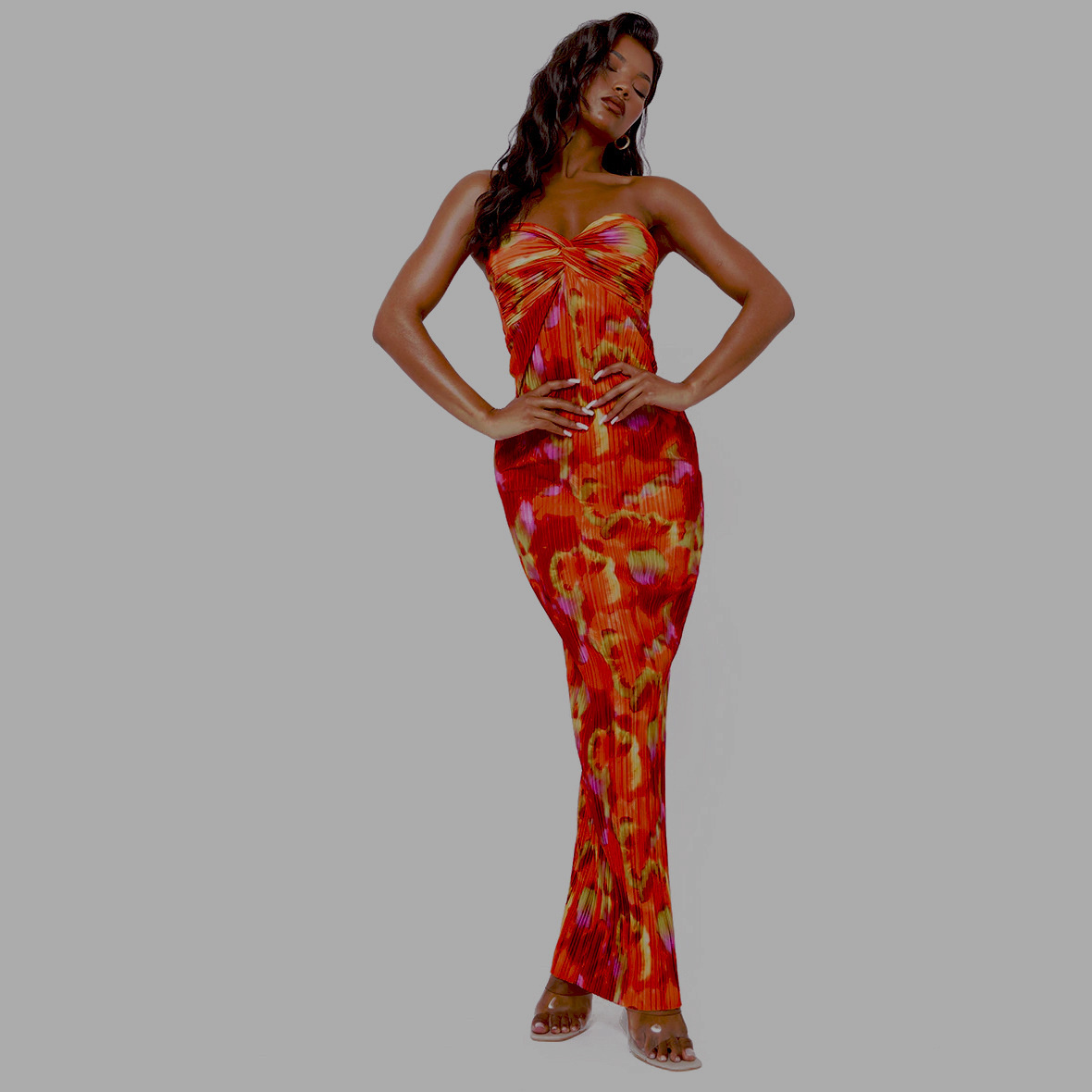 Cutuble gaun Cocktail motif bunga elegan wanita Bodycon bahu terbuka tanpa lengan Vestidos malam berlipat bungkus untuk tamu