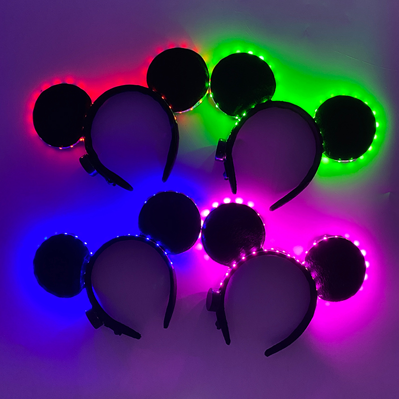 1/2 stks LED Gloeiende Neon Muis Oren Hoofdband Meisjes Festival Hoofdbanden Mickey Haarband Kinderen Verjaardagsfeestje Haaraccessoires