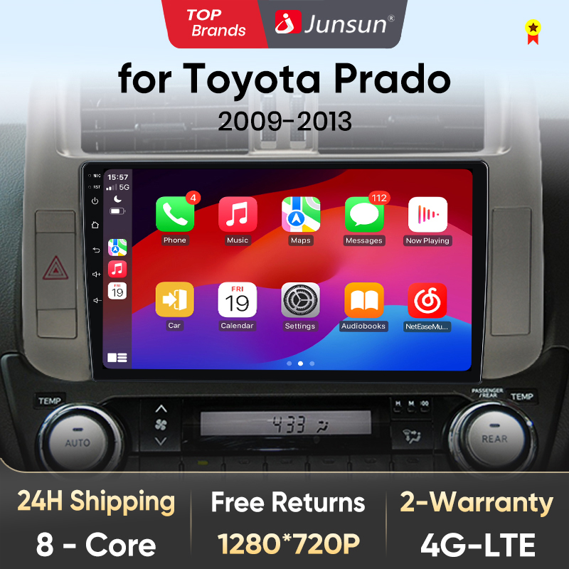 Junsun V1 Wireless CarPlay Android Auto Radio For Toyota Land Cruiser Prado 150 2009-2013 4G Car Multimedia GPS 2din autoradio