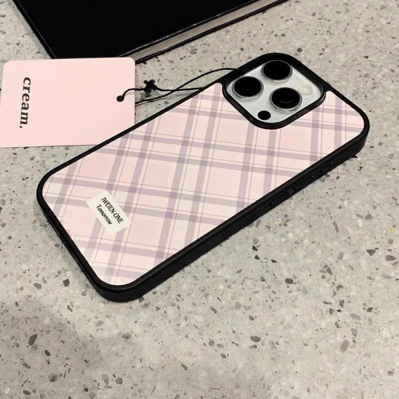 Ins New Cute Pink Grid Cassa Del Telefono Per iPhone 16 Pro Max 15 Pro 14 13 12 11 Pro Xr Xs max Mini 7 8 Plus Cute Y2K Custodie per telefoni
