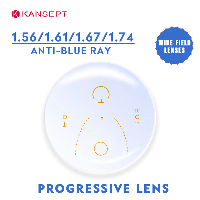 Lenti Ottiche Progressive Multifocali Asferiche 1.56 1.61 1.67 1.74 Anti-Luce Blu con Ampio Campo Visivo e Protezione UV400