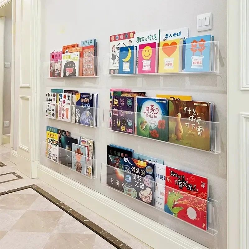 Acrylic Picture Book Display Stand, Children's Wall, Albums Record Holder, Reading, Magazine Storage, Hanging Rack