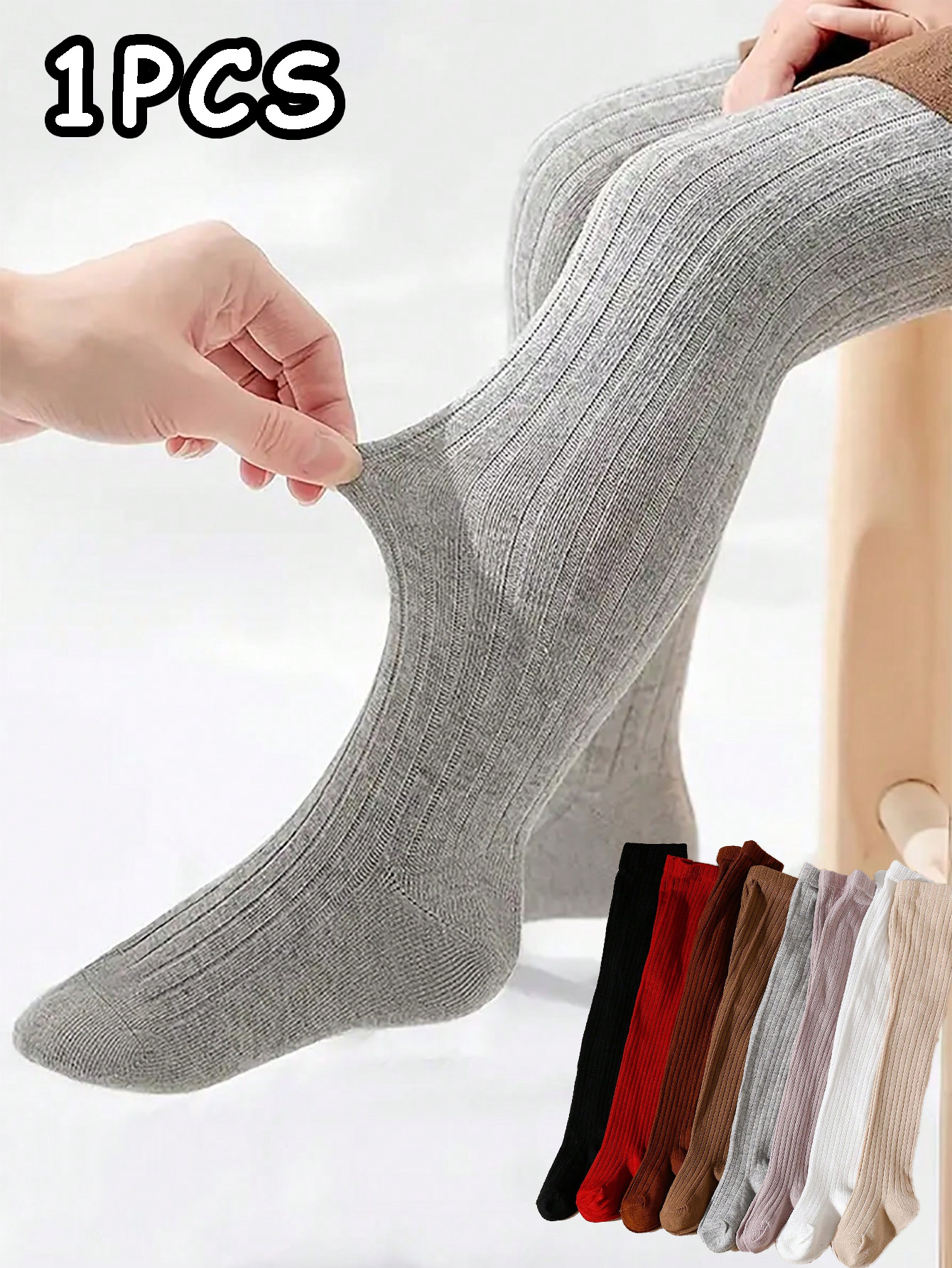1 par de leggings listradas de cor sólida para bebês meninas, meia-calça macia e apertada adequada para a vida diária das meninas durante as quatro estações