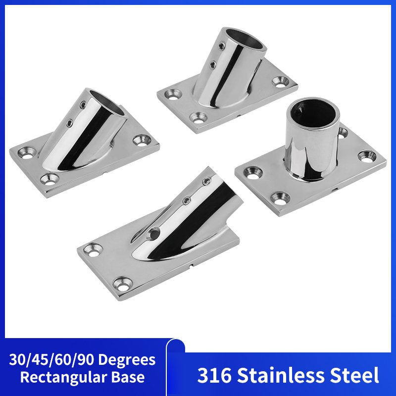 25mm Tube Pipe Marine 316 Stainless Steel Rectangular Base Mount Deck Handrail Rail Fitting Stanchion Boat Accessories