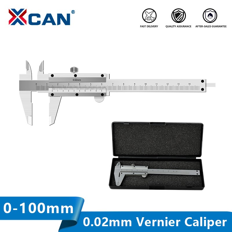 XCAN เครื่องวัดเส้นผ่าศูนย์กลาง Vernier Caliper 0-100Mm ความแม่นยำ0.02มม.สแตนเลสสตีลวัดเครื่องมือเครื่องมือ