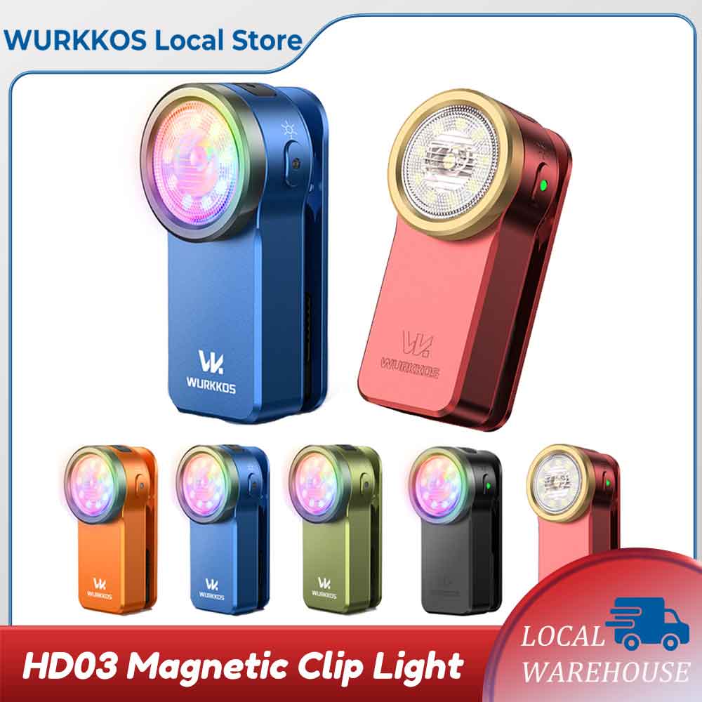 Wurkkos HD03 Latarka Klipsowa 680 Lumenów USB-C Ładowalna Latarka Kieszonkowa Mini Reflektor/Światło Rozproszone Przenośna Latarka EDC RGB z Magnesem Odpowiednia do codziennego użytku, na kemping i w sytuacjach awaryjnych