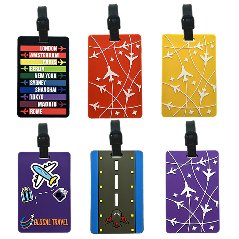 Nueva bolsa de equipaje con forma de avión con letras, etiqueta de PVC, nombre, bolsa de identificación, etiqueta de identificación, accesorios de viaje