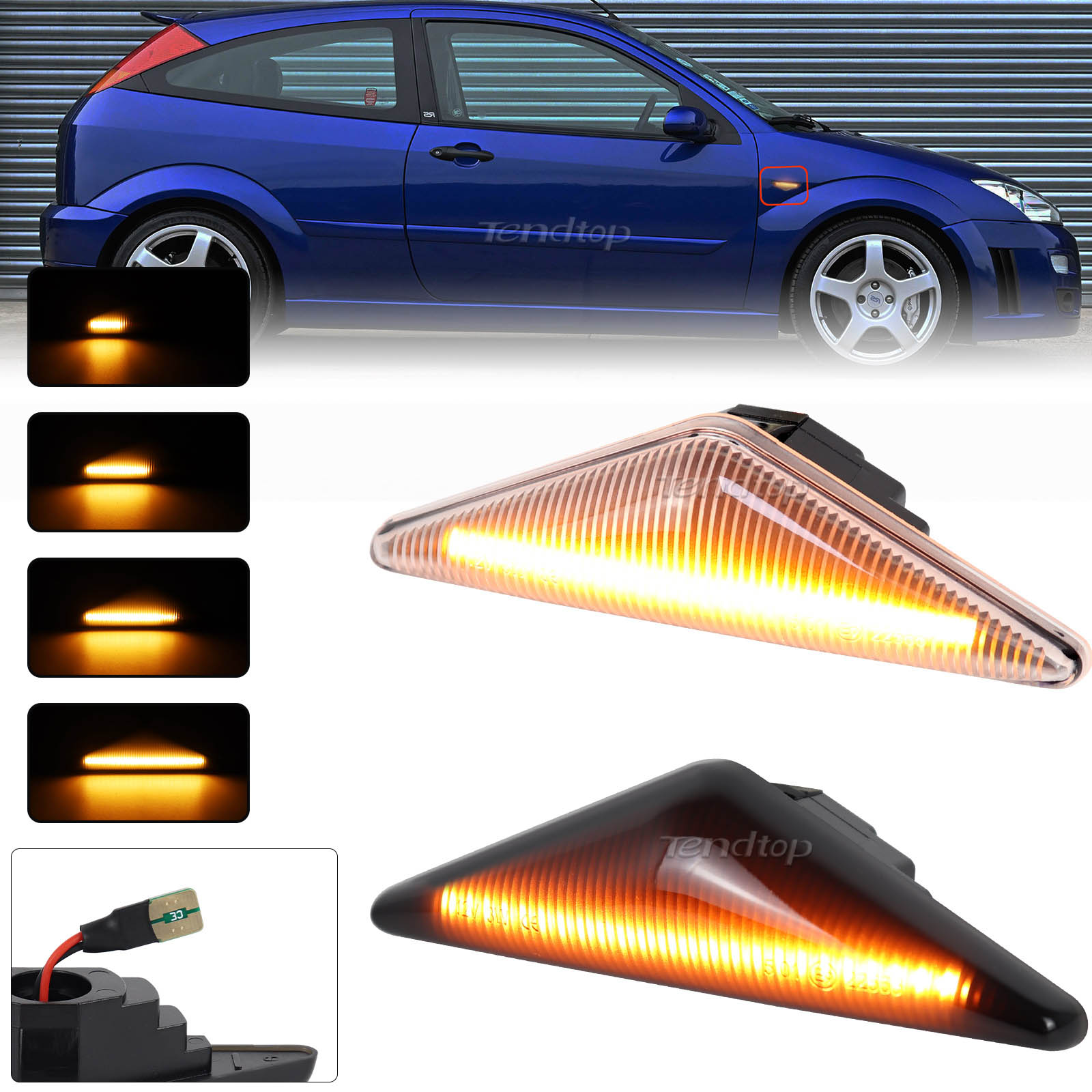 2 Buah Lampu Sein LED Dinamis Berkedip Lampu Indikator Penanda Samping untuk Ford Focus MK1 1998-2004 Mondeo MK3 Falcon FG XR6