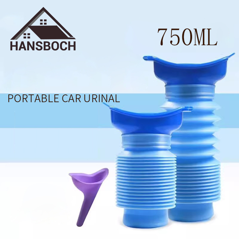 Urinario portátil para coche de 750ml, telescópico, sin sentadillas, para mujeres, niños y niños, viaje, Camping, senderismo, urinario de emergencia plegable
