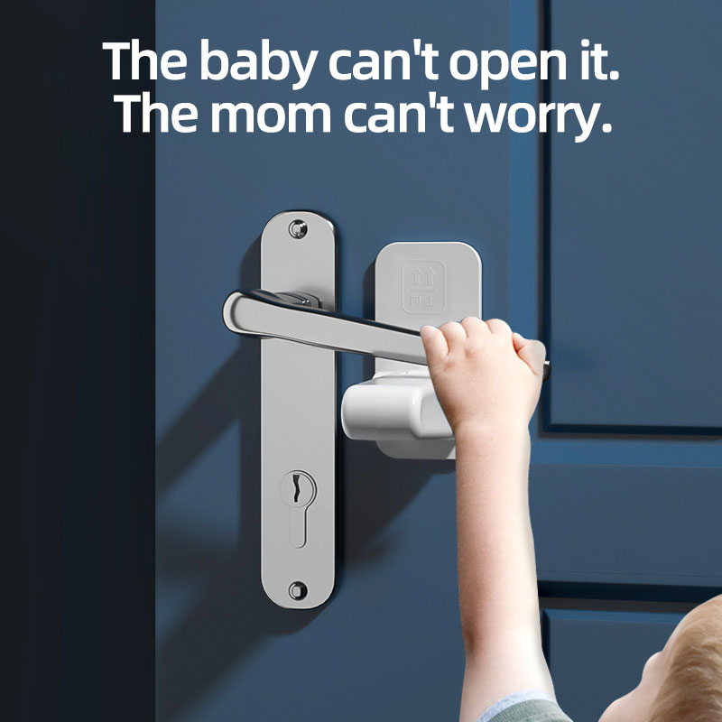Childproof Door Lever Lock, Impede que crianças abram portas, Operação fácil de uma mão, Bloqueio de segurança ABS durável para adultos, 2pcs