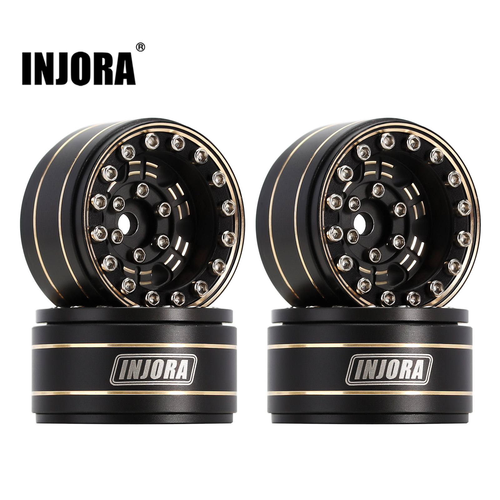 INJORA 47 g Messing 1,0" Beadlock Felgen Negativversatz 3,15 mm für 1/24 RC Crawler Car Axial SCX24 TRX4M (W1005)