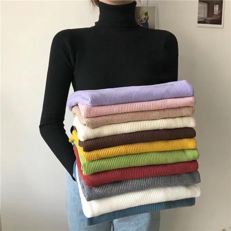 2025 Simpleผู้หญิงเสื้อคอเต่าฤดูหนาวแฟชั่นPulloverถักสุภาพสตรีจัมเปอร์สบายๆสีดําหญิงBasic Tops