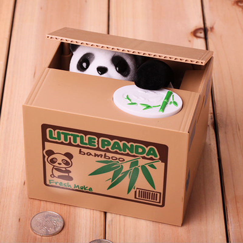 Caja de monedas de Panda para niños, hucha automatizada para ladrón de gatos, cajas de dinero, juguete para regalo para niños, caja de ahorro de dinero, regalo de Navidad