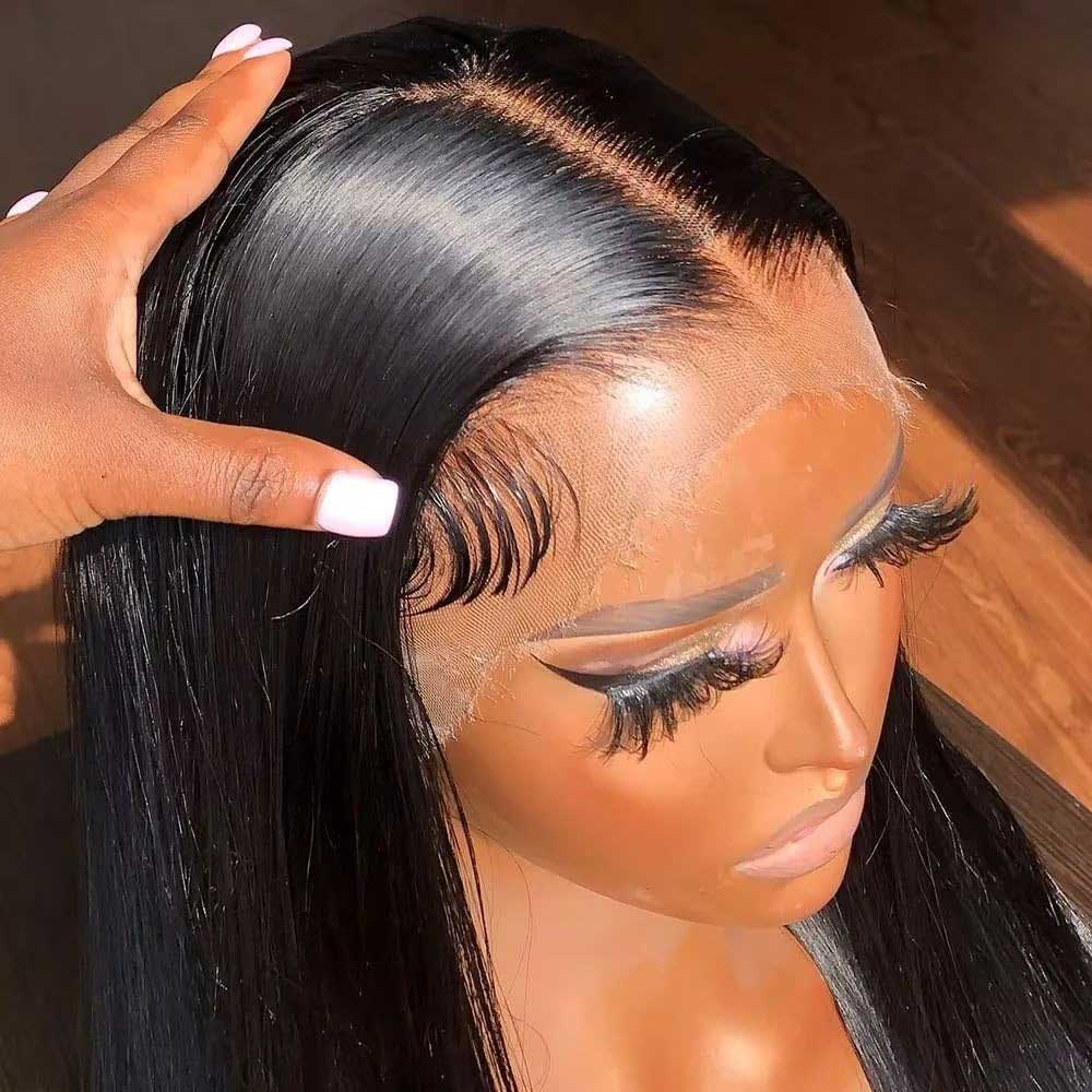 Peruki z brazylijskich prostych włosów naturalnych, 250% gęstości, 13x4 13x6 HD transparentna koronka z przodu, wstępnie wyskubane baby hair, naturalna linia włosów, peruki dla czarnoskórych kobiet.