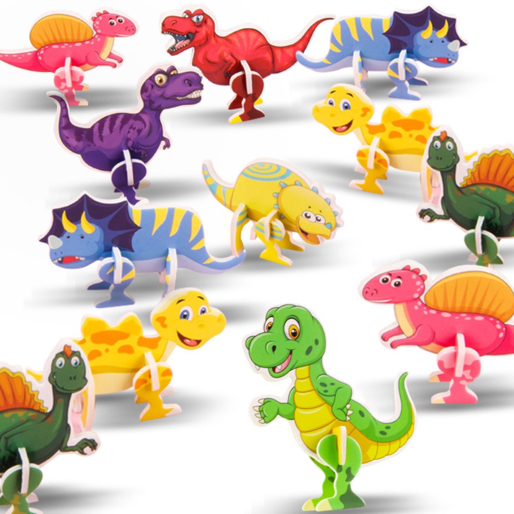 Rompecabezas de dinosaurio 3D de dibujos animados para niños, fiesta de cumpleaños, guardería, regalo de regreso a la escuela, paquete de regalo de Navidad y Año Nuevo, 25/50 piezas