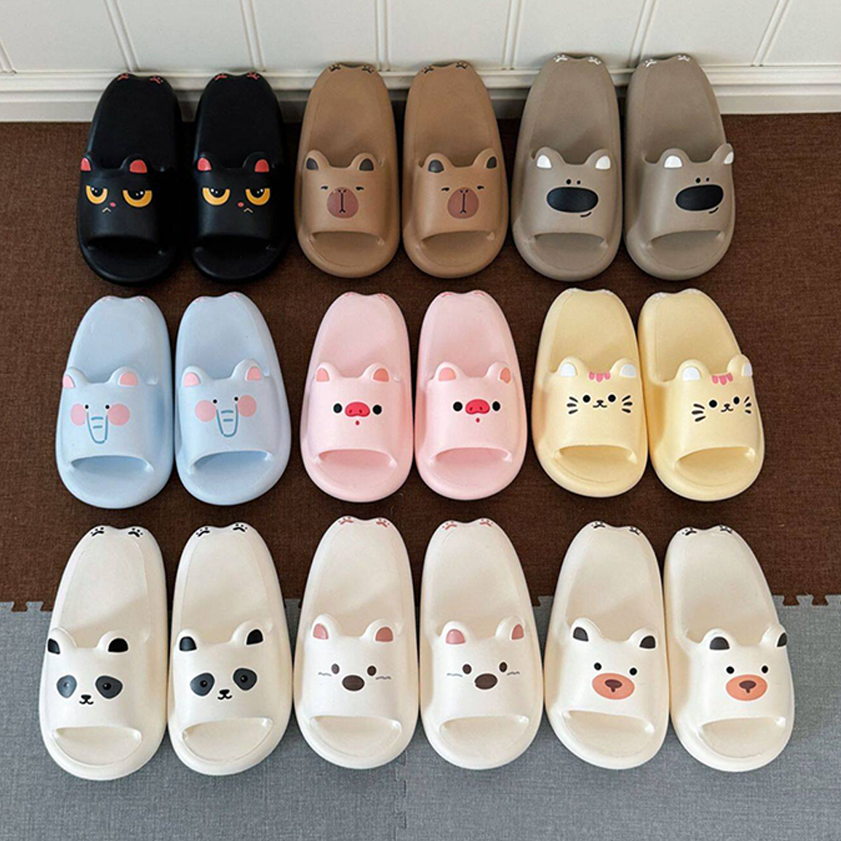 รองเท้าแตะพื้นนุ่มหนาสำหรับผู้หญิง ดีไซน์น่ารักลายสัตว์ ใส่ในบ้าน ฤดูร้อน กันลื่น ใช้ในห้องน้ำ คู่รัก ใส่สบาย ลำลอง ใช้ในบ้าน รุ่นใหม่