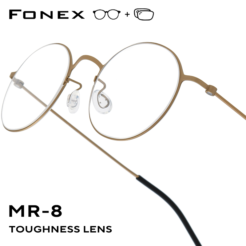 FONEX Kacamata Resep Progresif Kacamata Lensa Optik Miopia Fotokromik Kacamata Pria Bulat Kacamata Kustom Wanita Bingkai Titanium