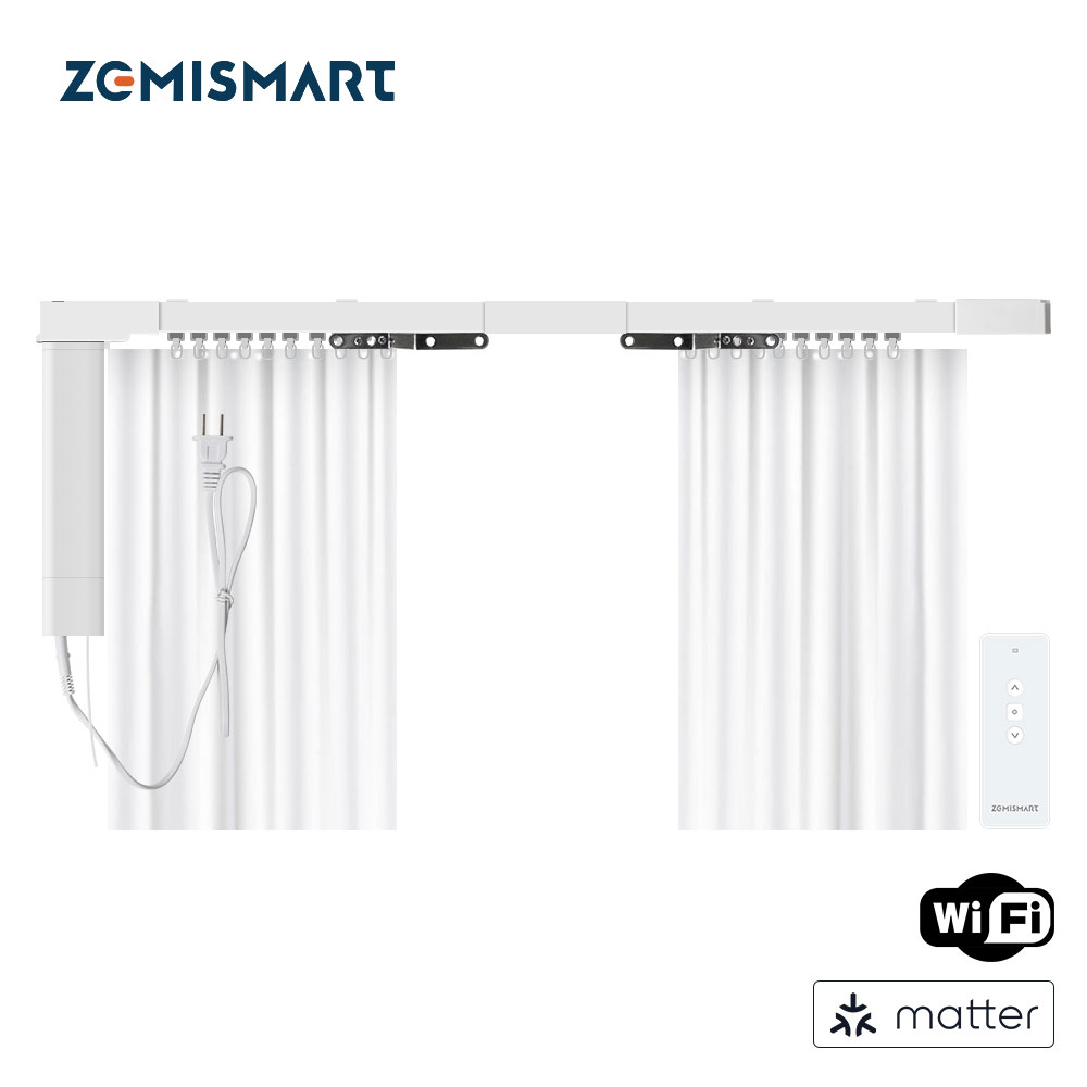 Zemismart Matter Over WiFi cortina eléctrica Kit de pista motorizada inteligente compatible con HomeKit SmartThings Alexa Google Home APP Control