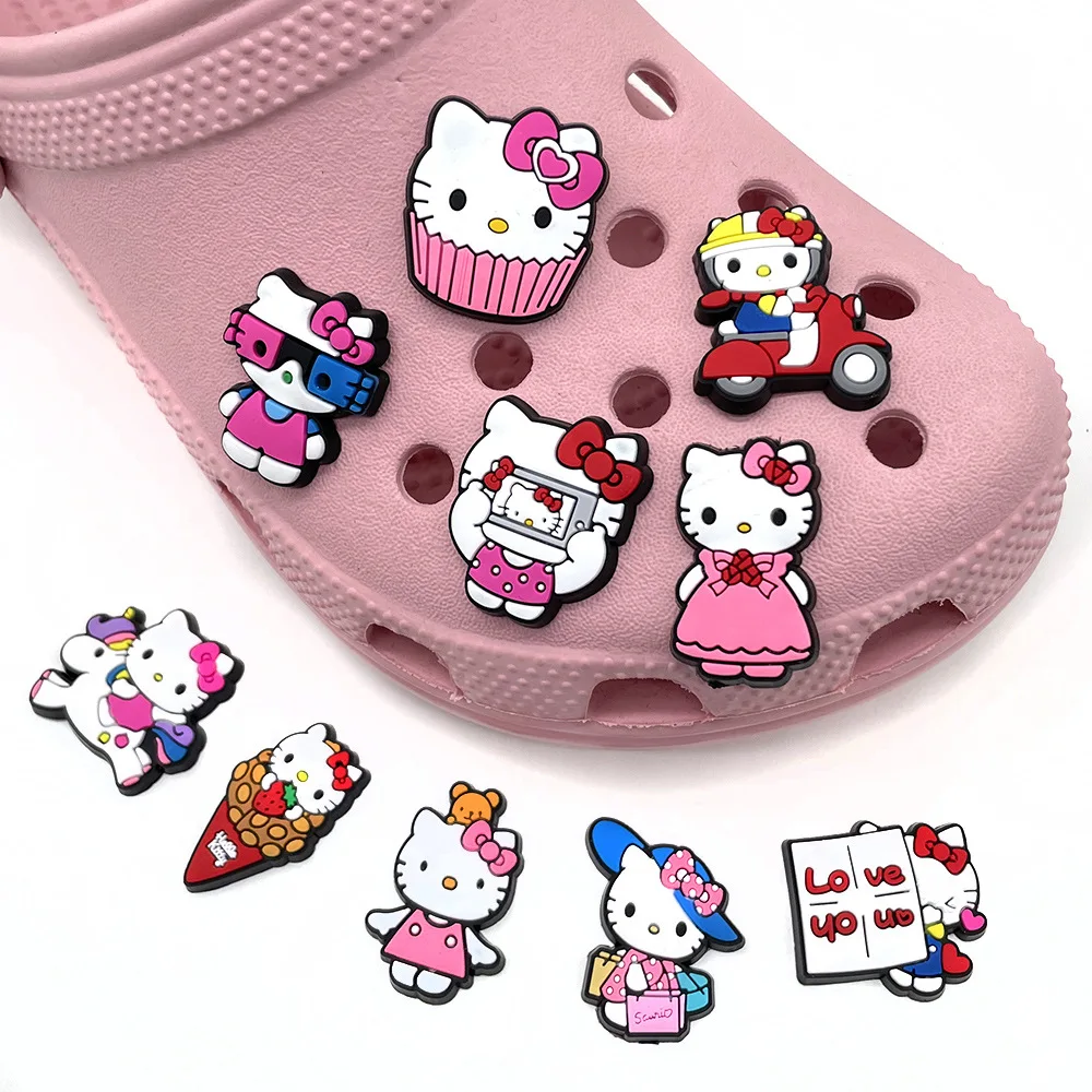 Sanrio hello kitty kuromi minha melodia conjunto de amuletos para tamancos acessórios de sapato amuletos para presentes de amigos