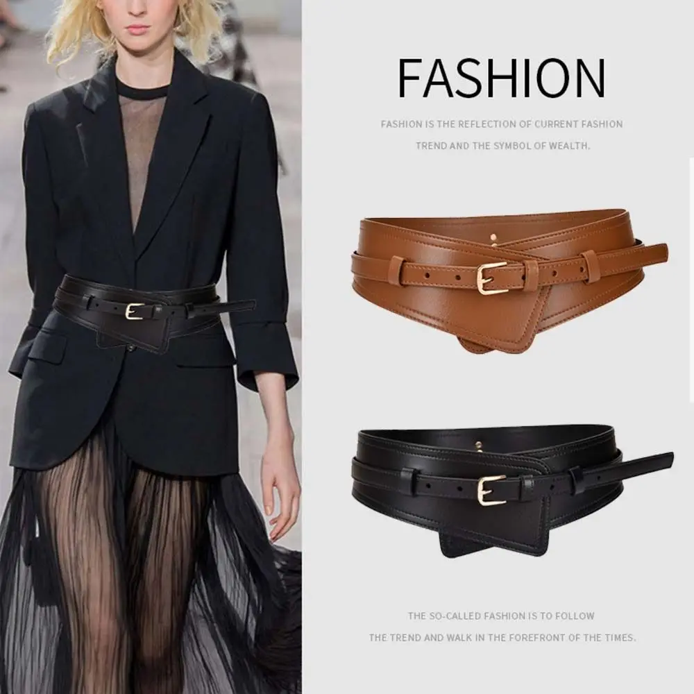 Corsé de cintura adelgazante de cuero Pu para mujer, cinturones anchos, cinturones elásticos, cinturones de correa, accesorios de abrigo para vestido con lazo