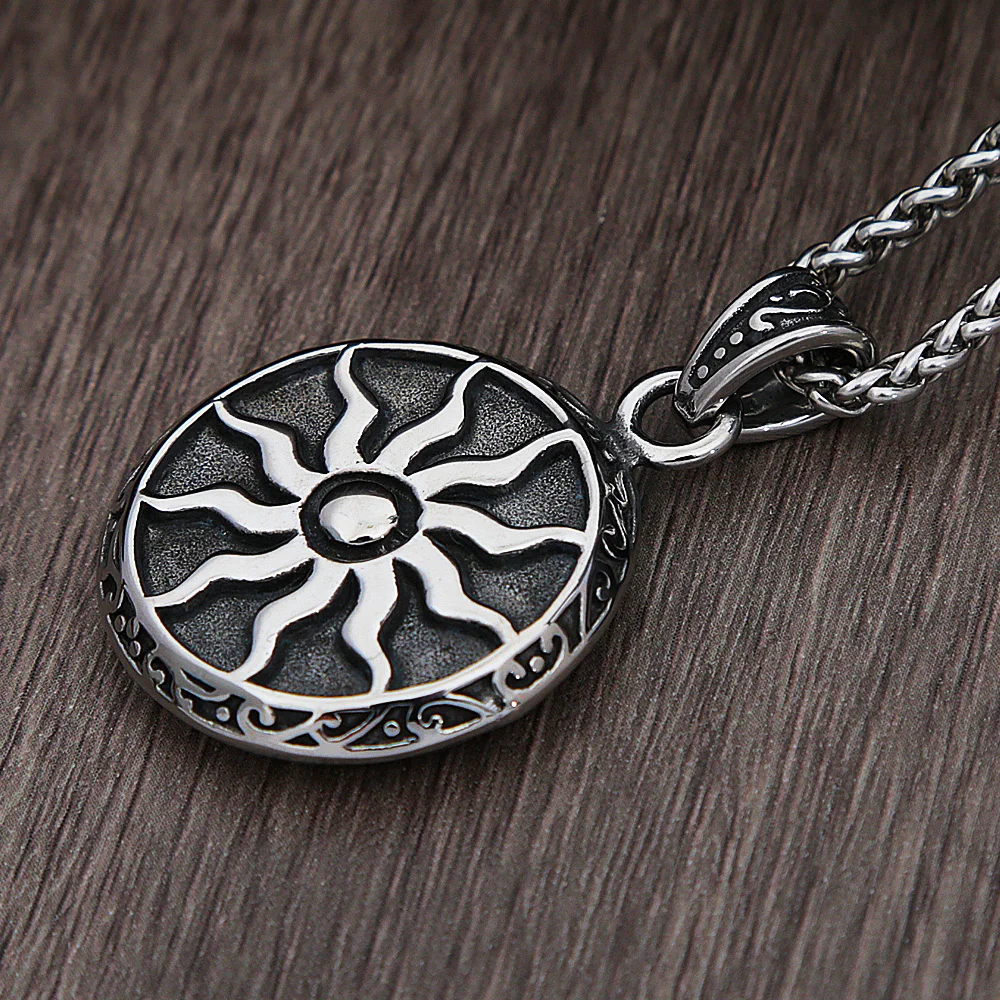 Vintage mitología griega sol Dios Apollo COLLAR COLGANTE hombres Punk moda amuleto collar de acero inoxidable cadena joyería regalos