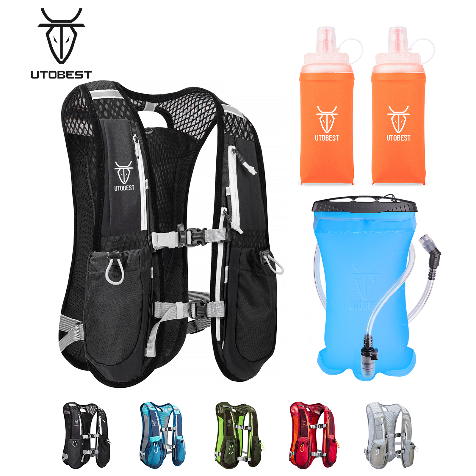 UTOBEST-Mochila de Trail Running, Colete Ultra Leve Hidratação, Pacote Funcional Respirável, Maratona, Ciclismo, Caminhada, 5L