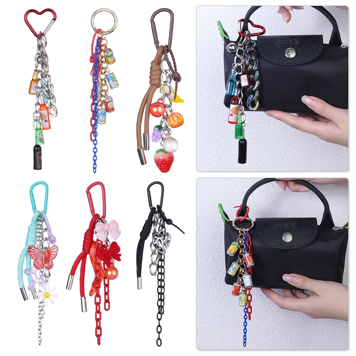 Y2K Neue Woven Seil Schlüsselbund Tasche Dekoration Hängen Schlüsselbund Koreanischen Stil Diy Acryl Schmetterling ShapeTassel Telefon Fall Tasche Charme