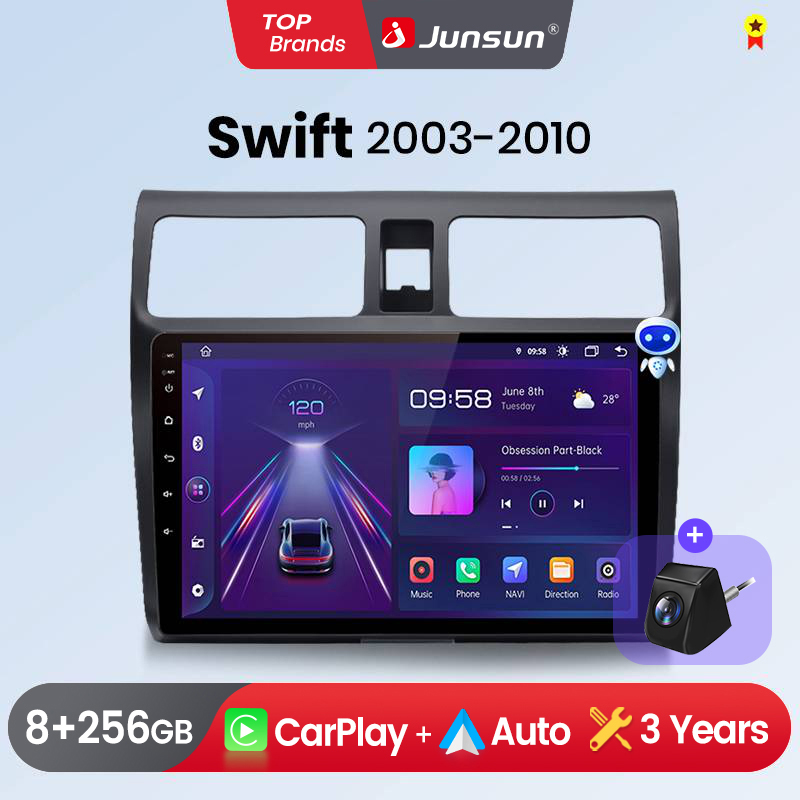 Junsun -Radio con GPS para coche, reproductor Multimedia con Android, CarPlay, inalámbrico, 2 din, estéreo, para Suzuki Swift 2006, 2007, 2009, 2010