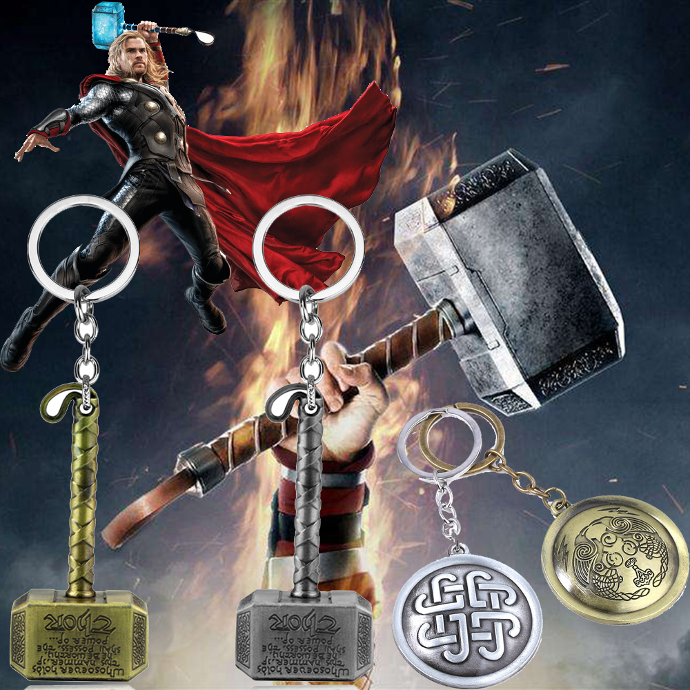 The God of Thunder Thor odinson พวงกุญแจโลหะจี้พวงกุญแจค้อนธอร์สำหรับผู้หญิงผู้ชายของขวัญ