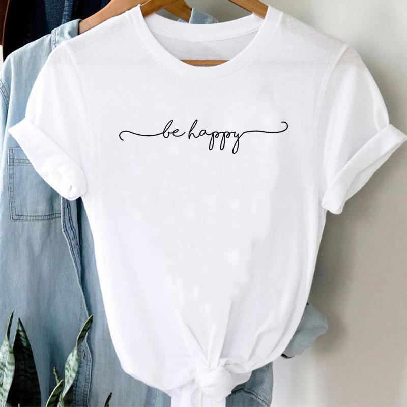 Lettere Ins Abbigliamento Donna T-shirt manica europea stampata Top T-shirt oversize Abbigliamento donna